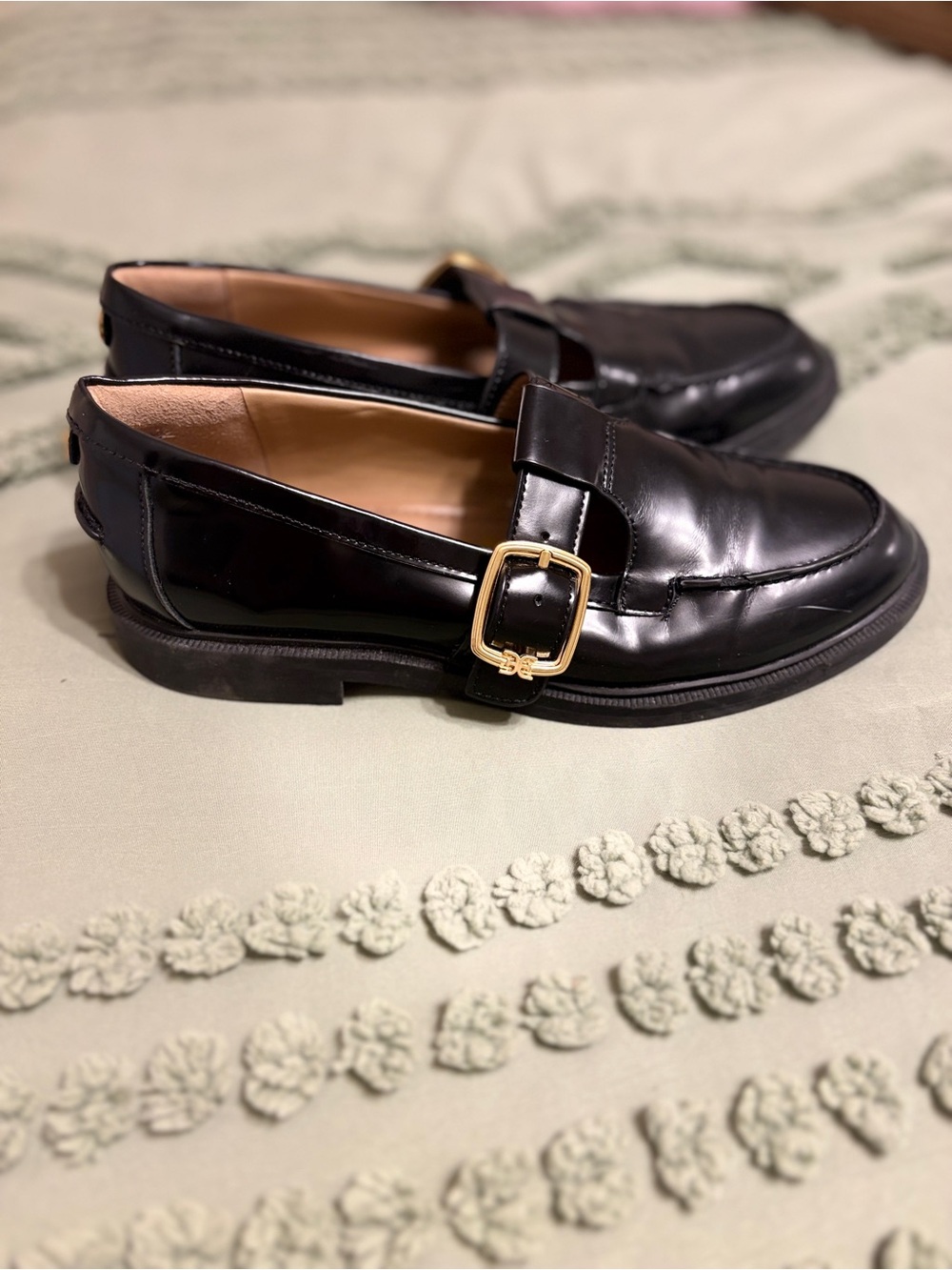 Sam Edelman Black Leather Buckle Loafers